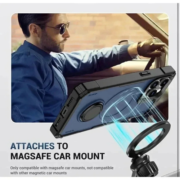 Ring Stand Case for iPhone 15 Pro 6.1” Magnetic Charging Rotatable Kickstand - Picture 7 of 10